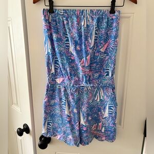 Lilly Pulitzer Jace Strapless Romper
in Boca Blue ‘It’s A Sailabration’ XS EUC